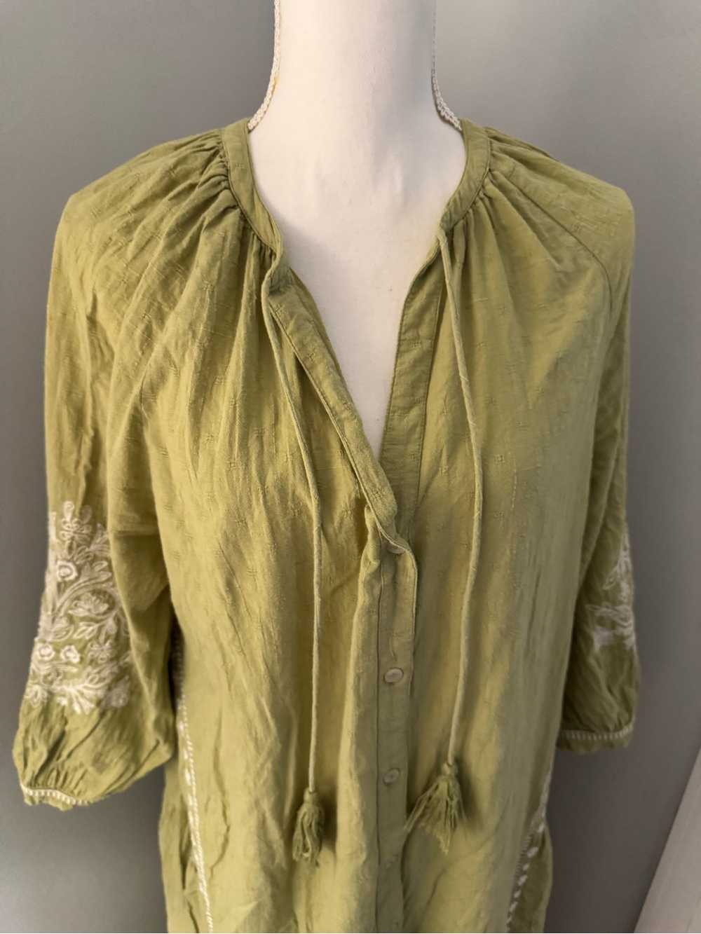 Zara Olive green dress flowy boho Maci dress. Size large - Picture 3 of 11